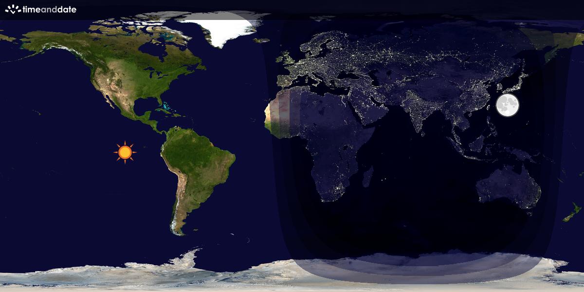 Verdenskart som viser dag og natt 