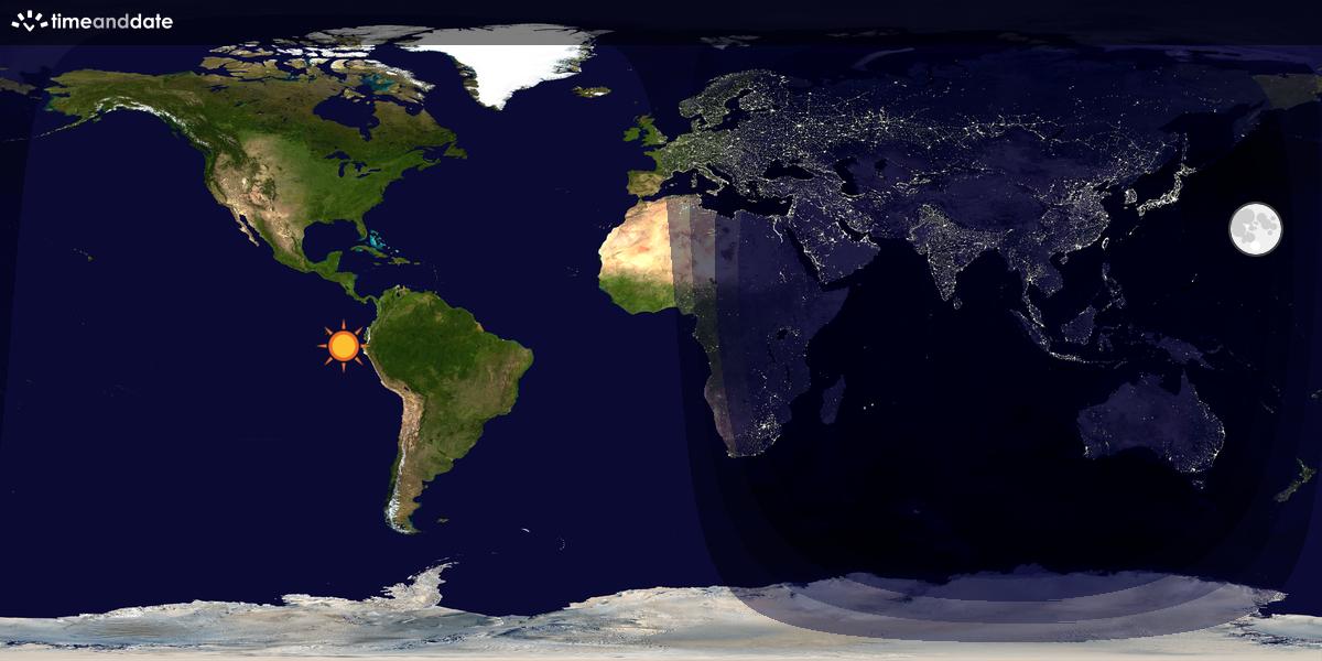 Verdenskart som viser dag og natt 
