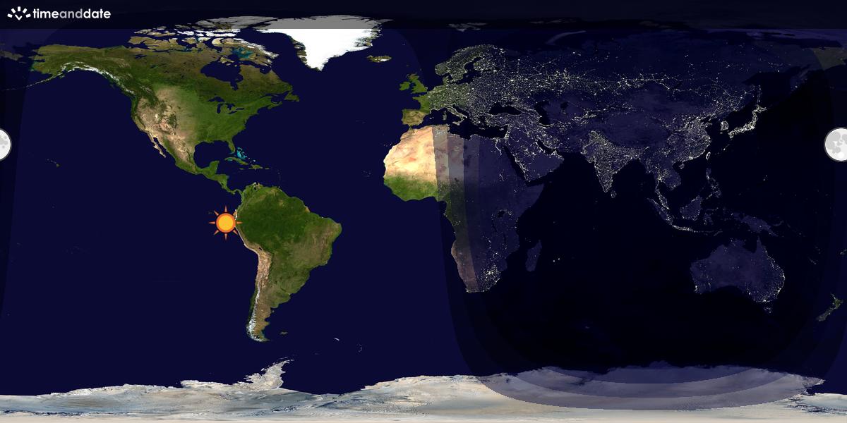 Verdenskart som viser dag og natt 