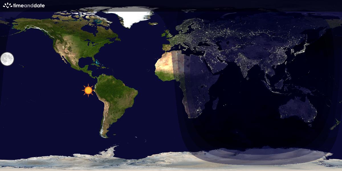 Verdenskart som viser dag og natt 