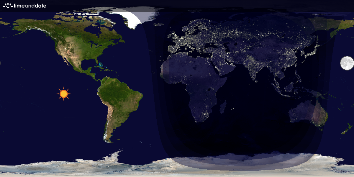 Verdenskart som viser dag og natt 
