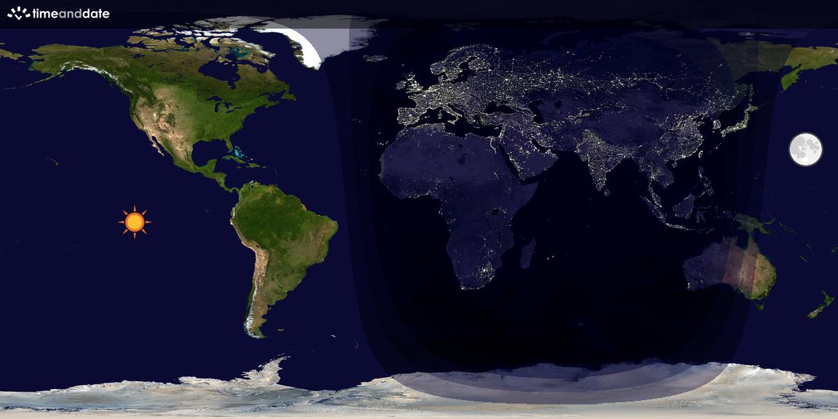 Verdenskart som viser dag og natt 