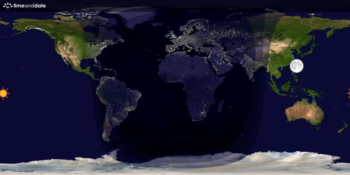 Verdenskart som viser dag og natt 