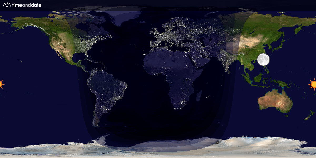 Verdenskart som viser dag og natt 