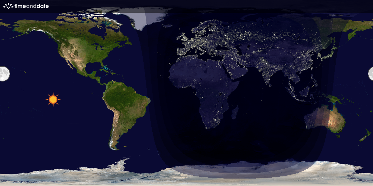 Verdenskart som viser dag og natt 