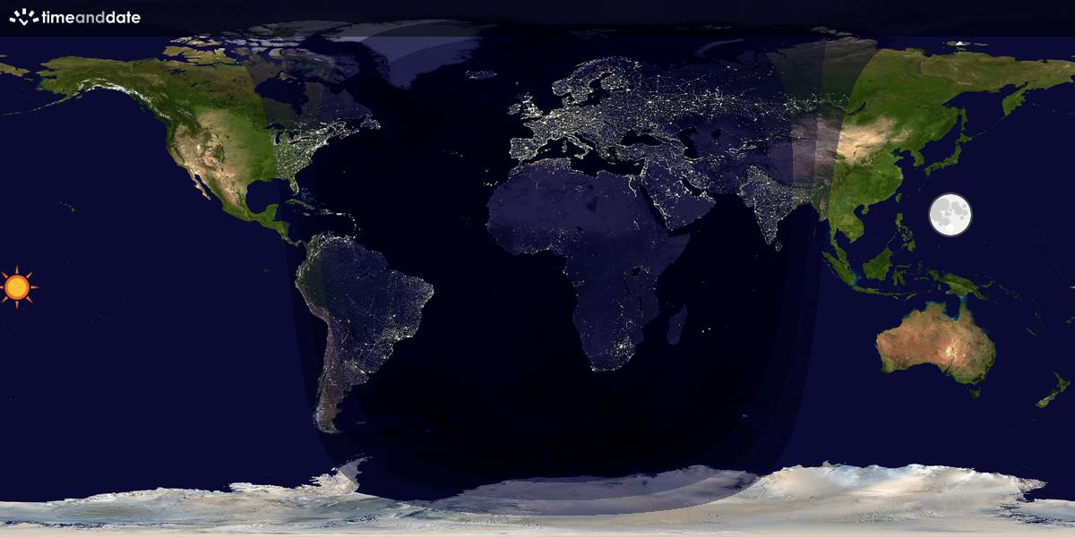 Verdenskart som viser dag og natt 