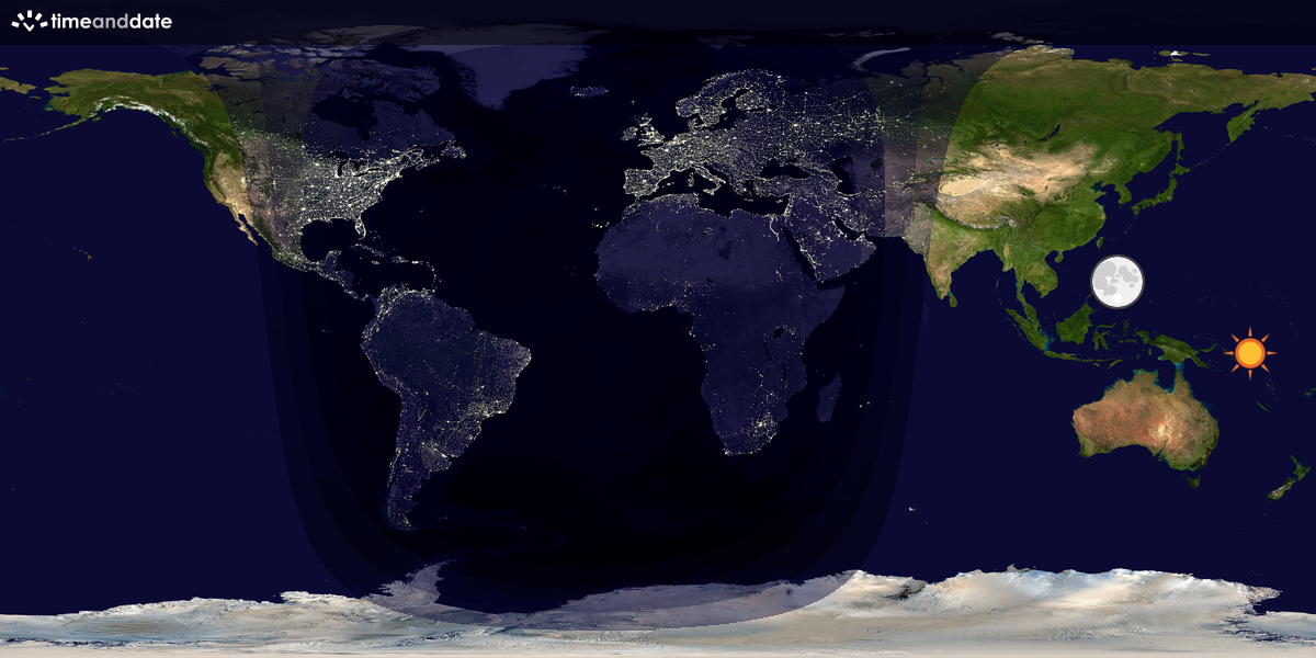 Verdenskart som viser dag og natt 