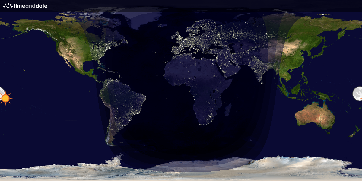 Verdenskart som viser dag og natt 