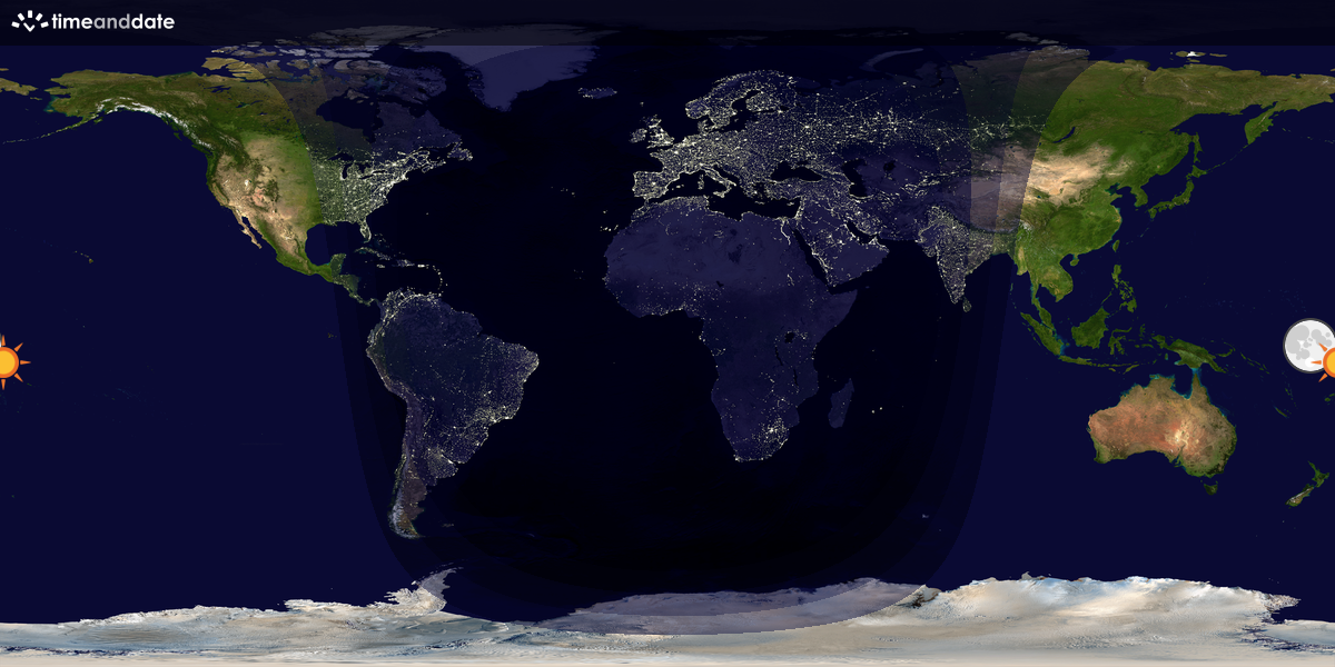 Verdenskart som viser dag og natt 
