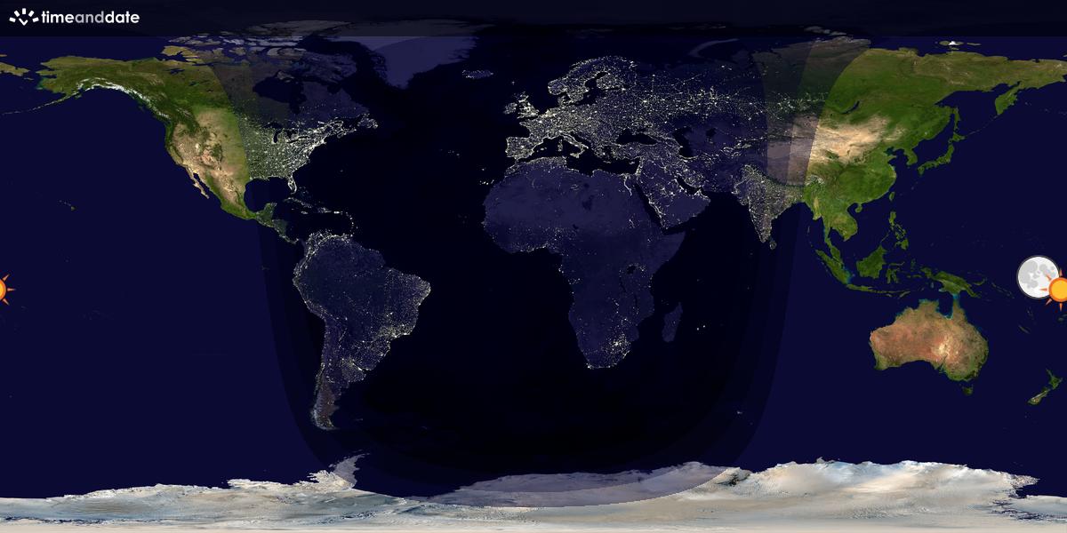 Verdenskart som viser dag og natt 