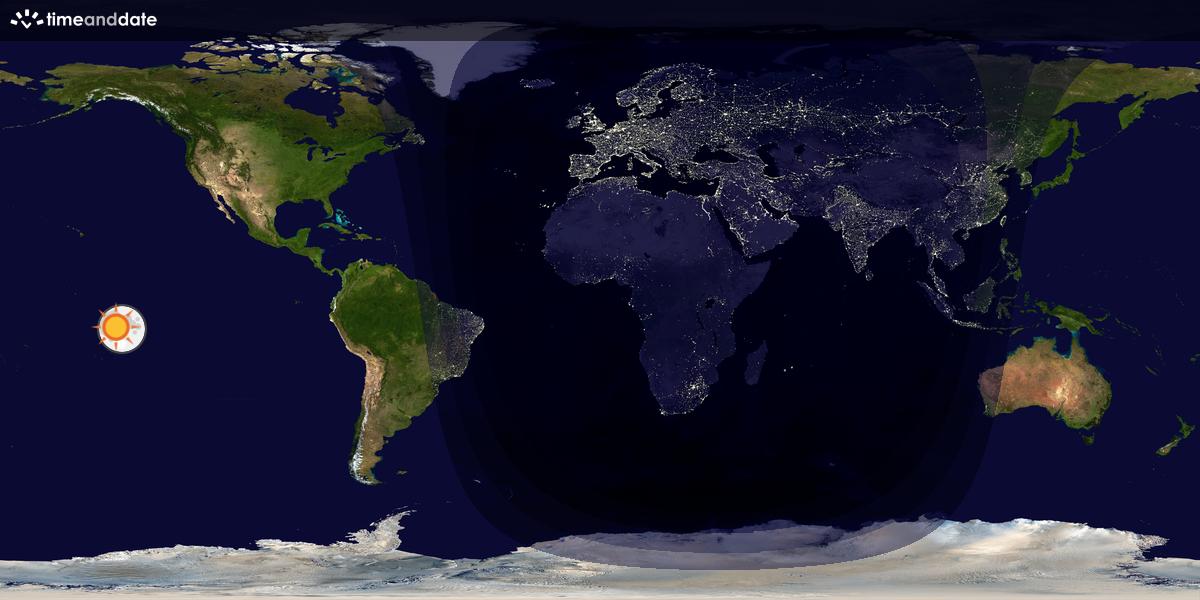 Verdenskart som viser dag og natt 