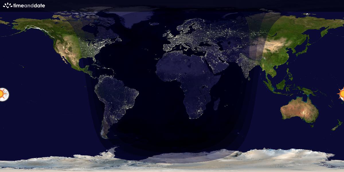 Verdenskart som viser dag og natt 