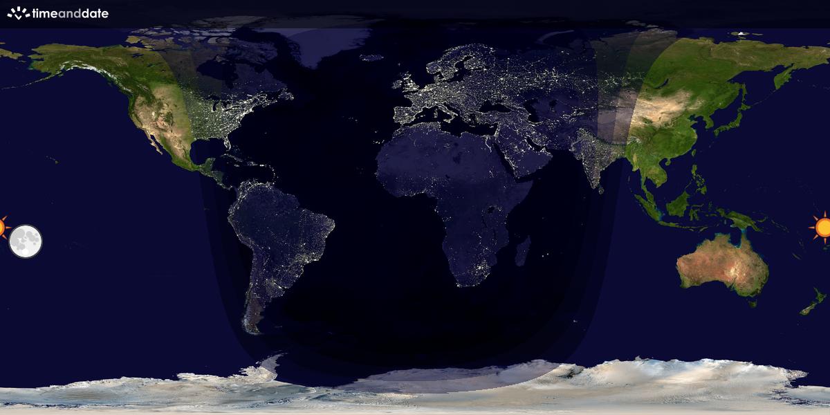 Verdenskart som viser dag og natt 