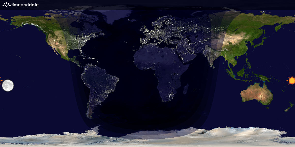 Verdenskart som viser dag og natt 