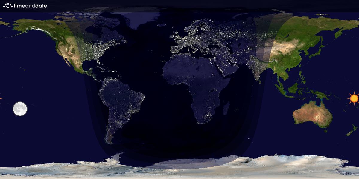 Verdenskart som viser dag og natt 