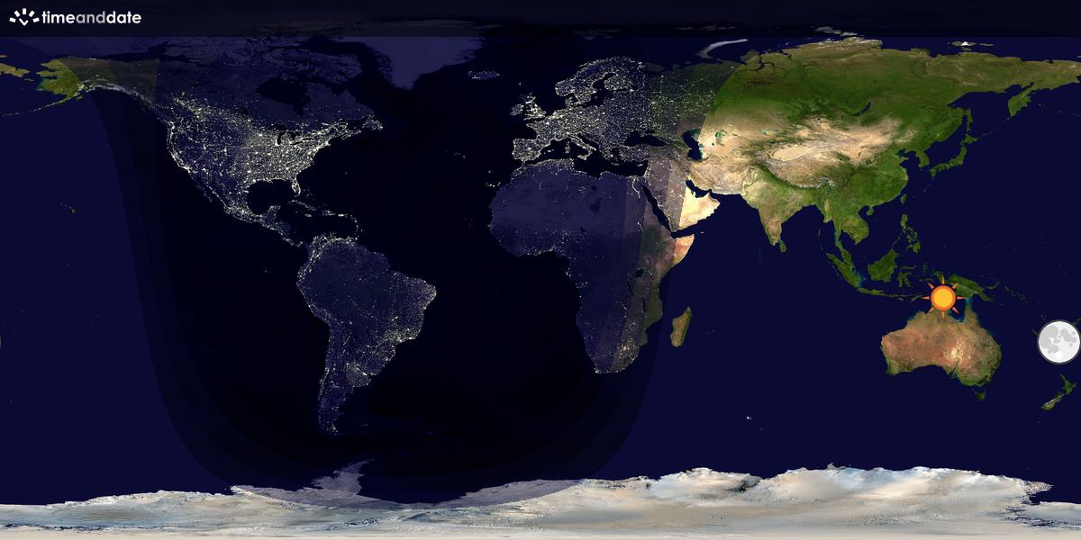 Verdenskart som viser dag og natt 