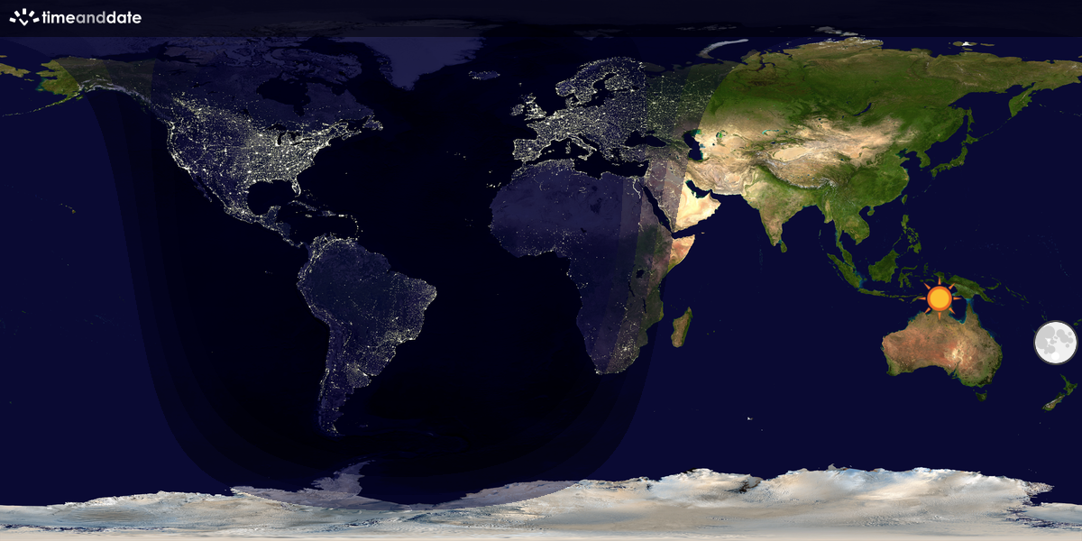 Verdenskart som viser dag og natt 