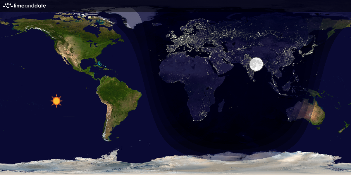 Verdenskart som viser dag og natt 