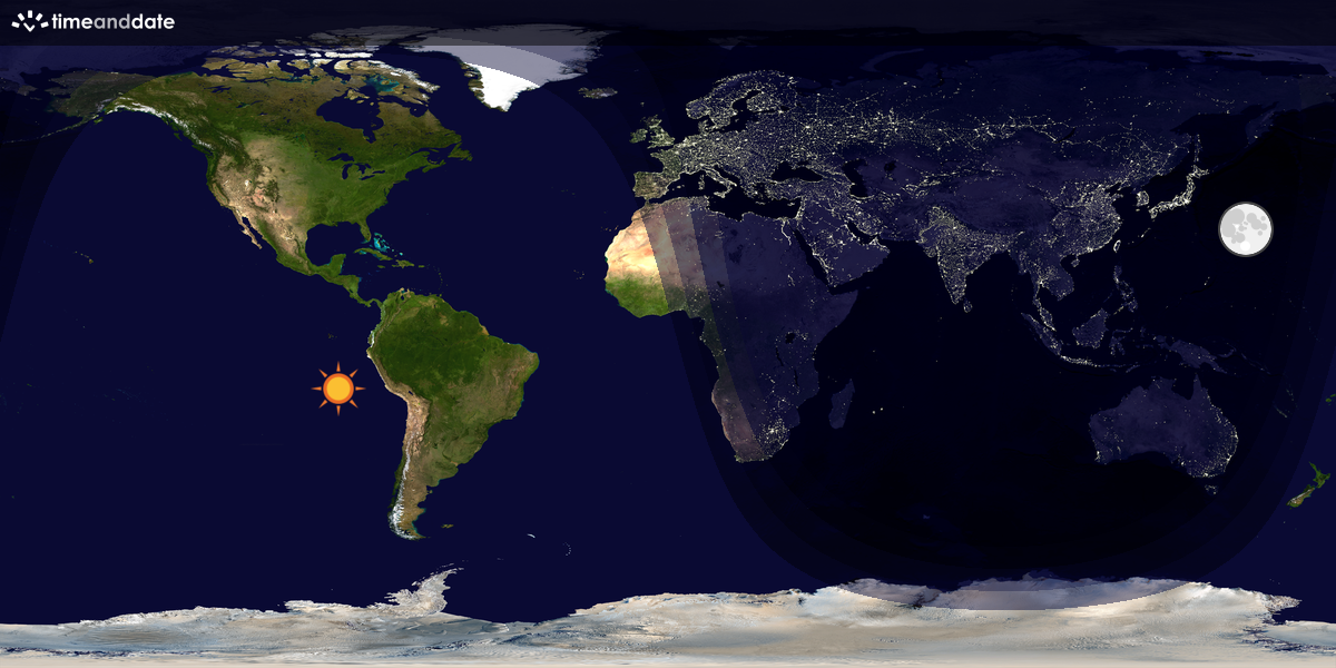 Verdenskart som viser dag og natt 