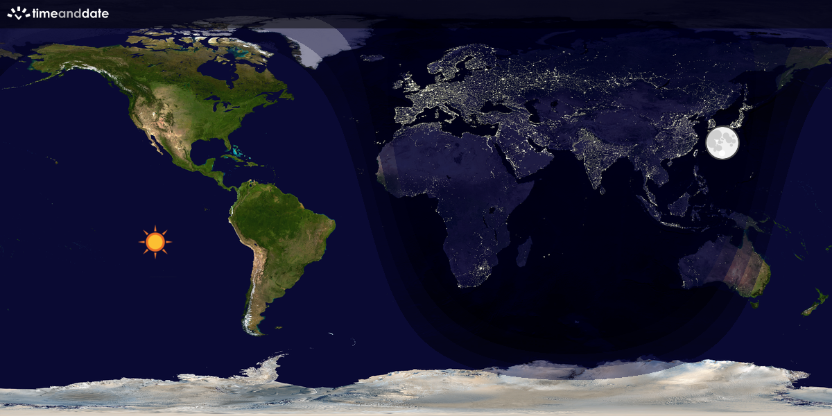 Verdenskart som viser dag og natt 