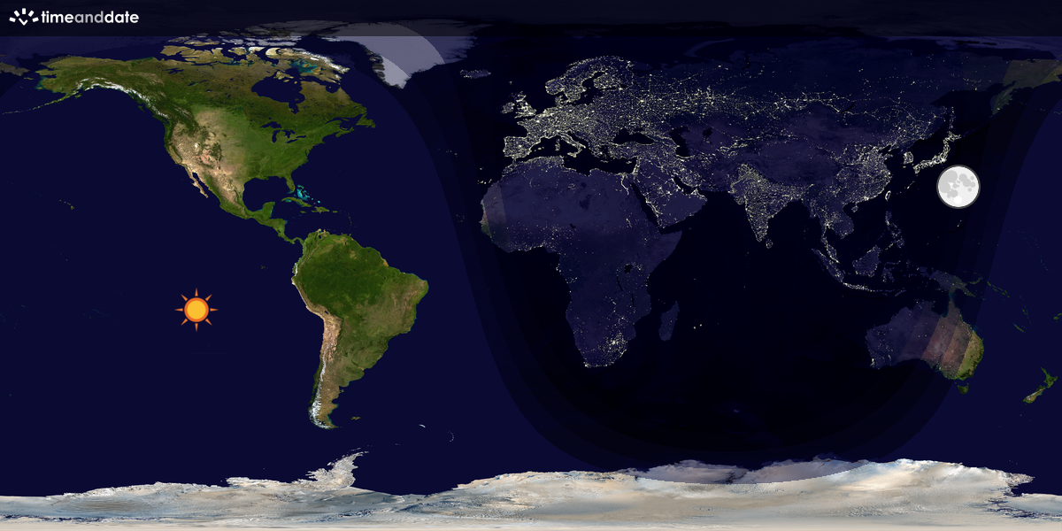 Verdenskart som viser dag og natt 