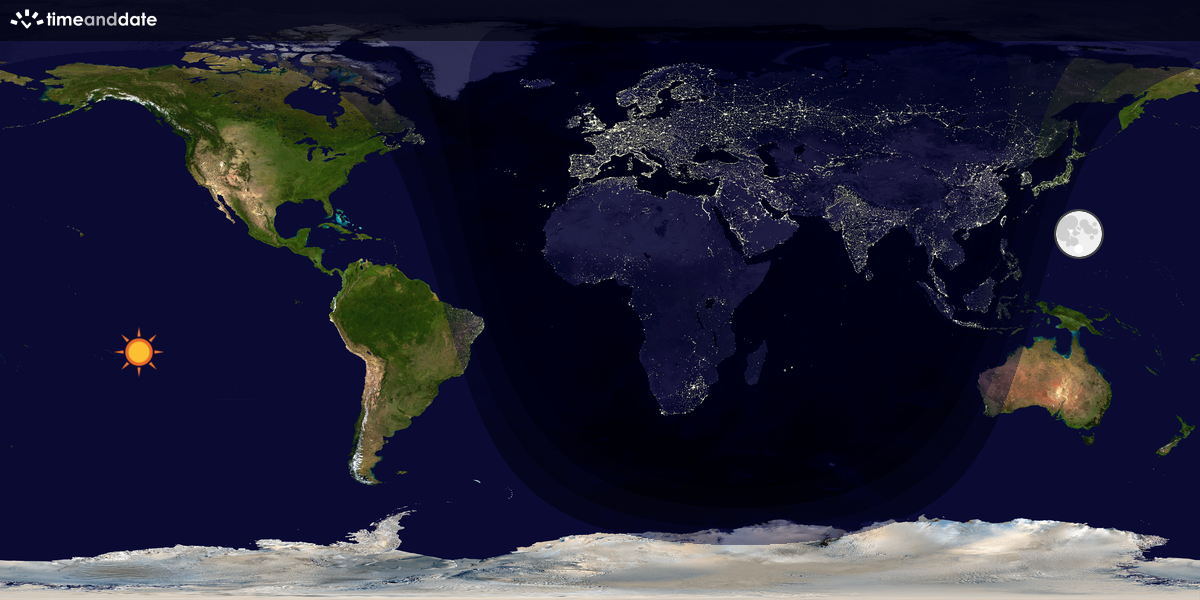 Verdenskart som viser dag og natt 