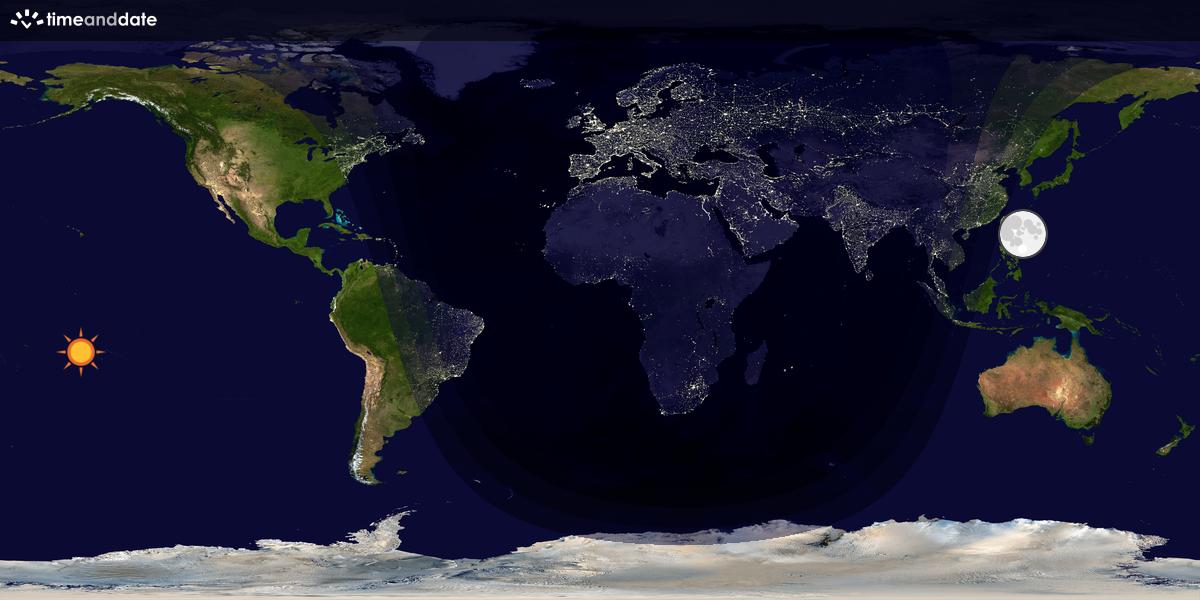 Verdenskart som viser dag og natt 