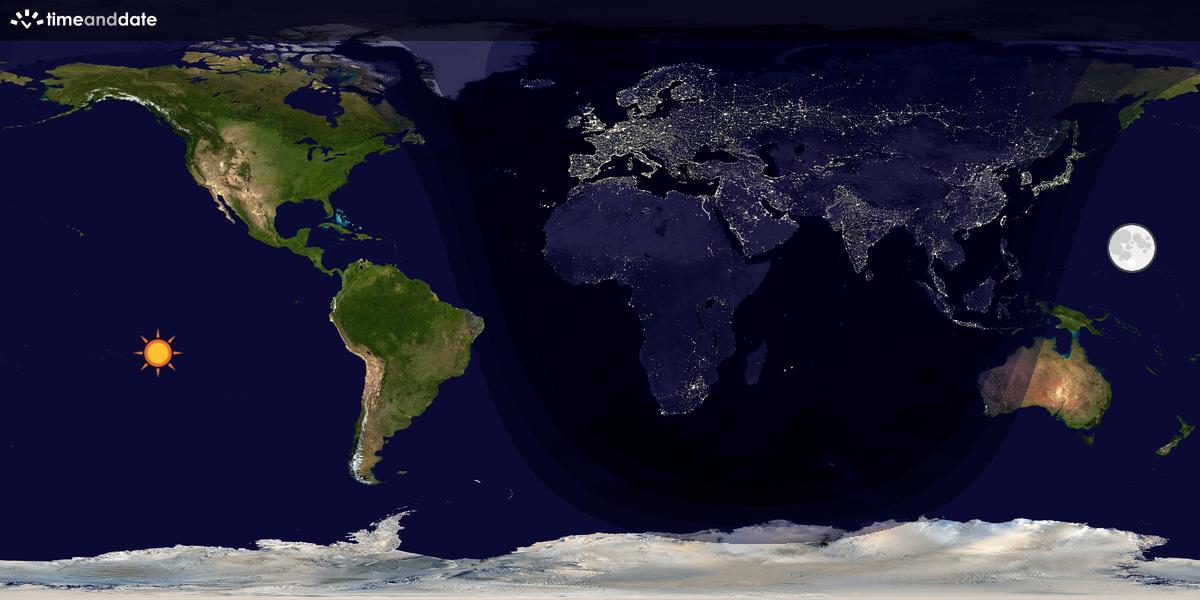 Verdenskart som viser dag og natt 