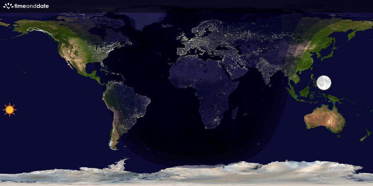 Verdenskart som viser dag og natt 