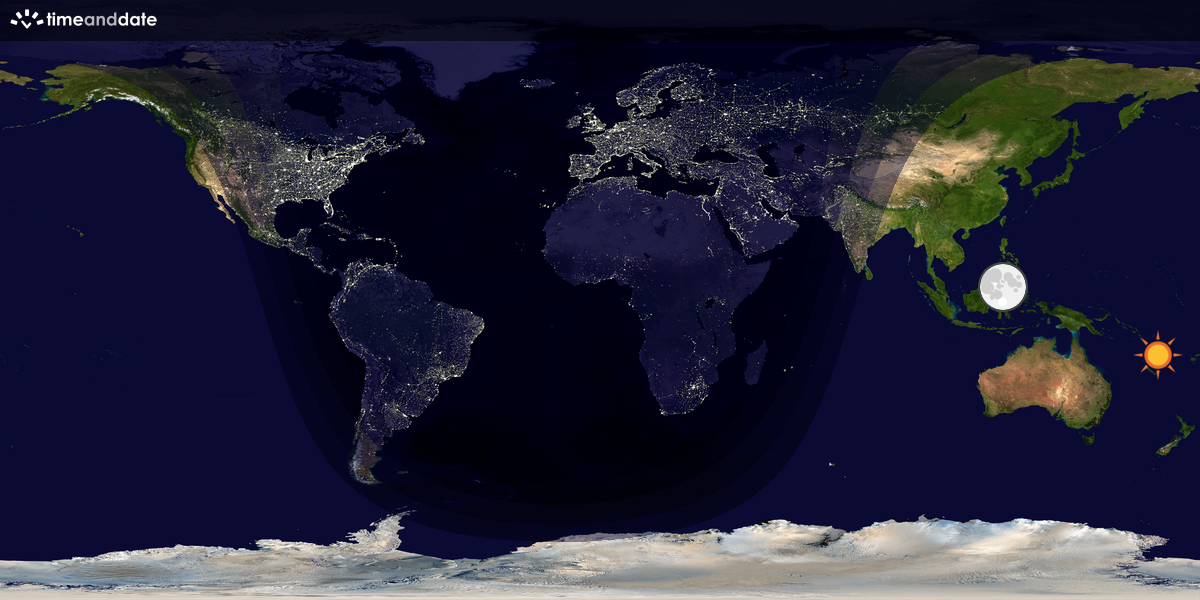 Verdenskart som viser dag og natt 