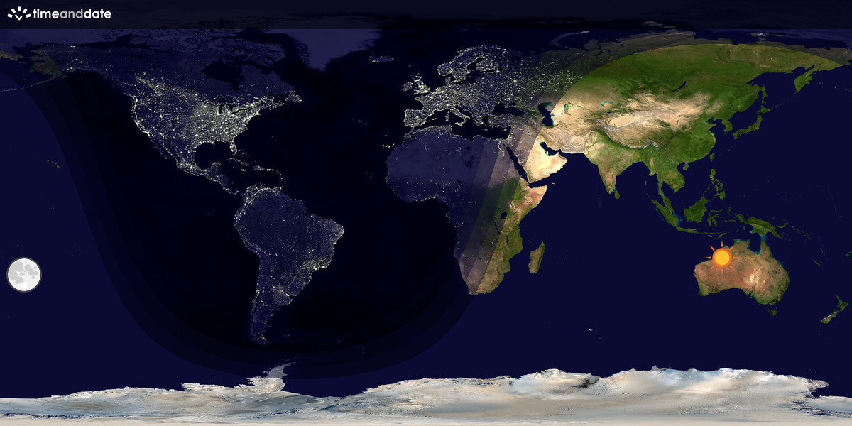Verdenskart som viser dag og natt 