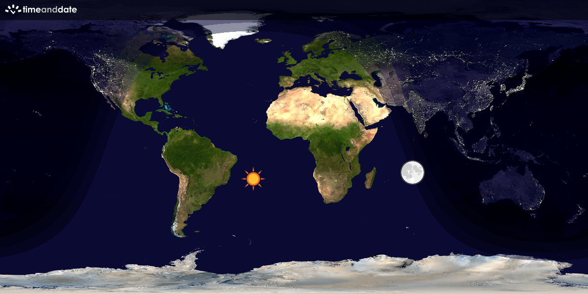 Verdenskart som viser dag og natt 