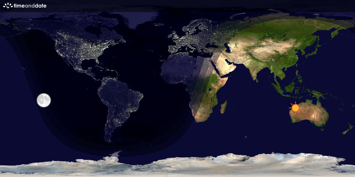 Verdenskart som viser dag og natt 
