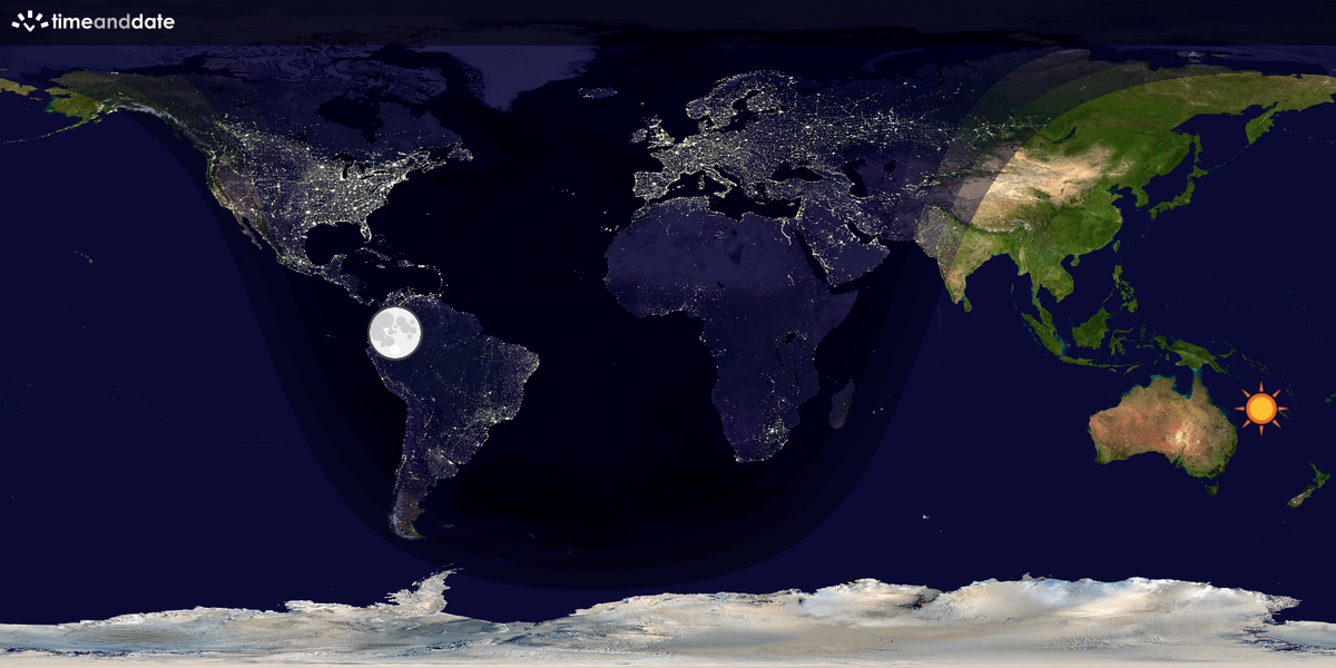 Verdenskart som viser dag og natt 