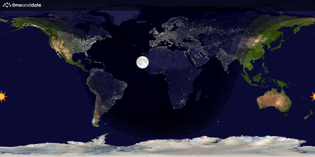 Verdenskart som viser dag og natt 