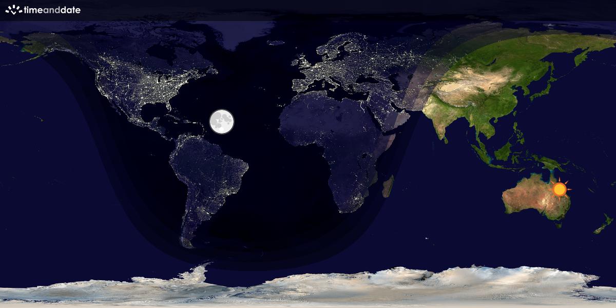 Verdenskart som viser dag og natt 