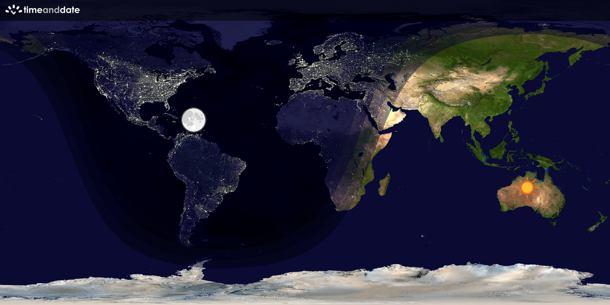 Verdenskart som viser dag og natt 