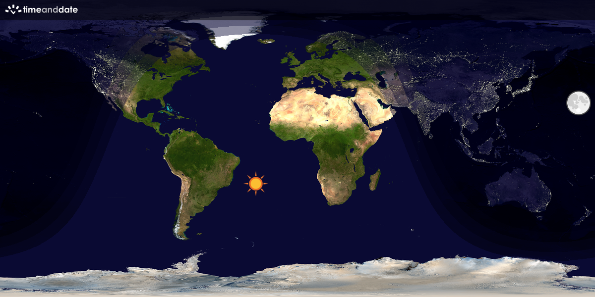 Verdenskart som viser dag og natt 
