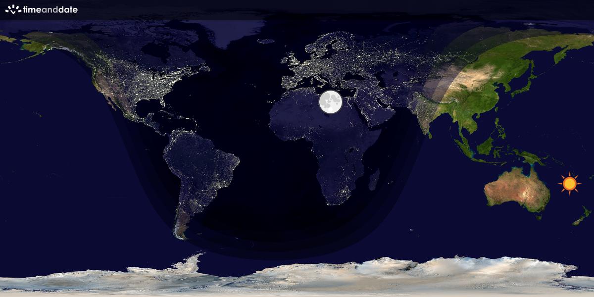 Verdenskart som viser dag og natt 