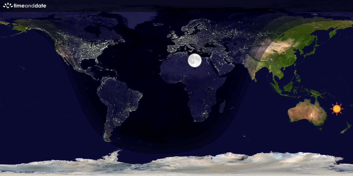 Verdenskart som viser dag og natt 
