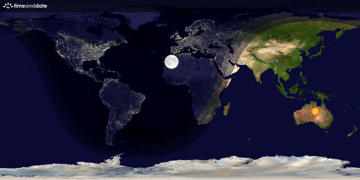 Verdenskart som viser dag og natt 