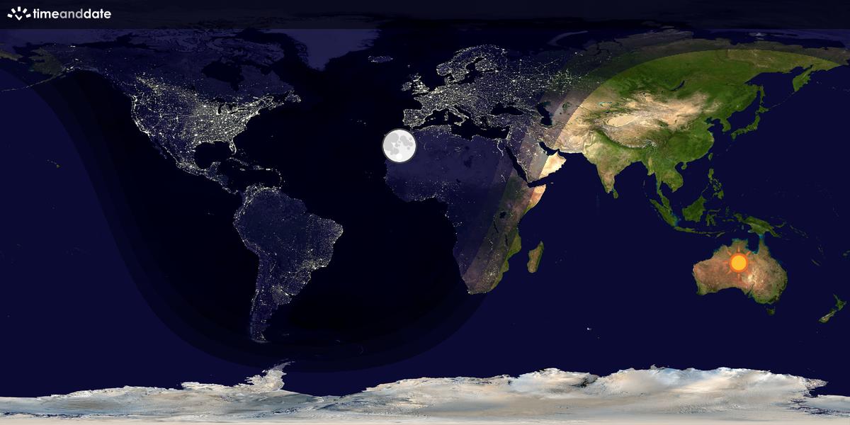 Verdenskart som viser dag og natt 