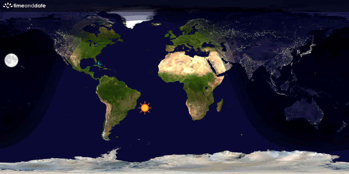 Verdenskart som viser dag og natt 