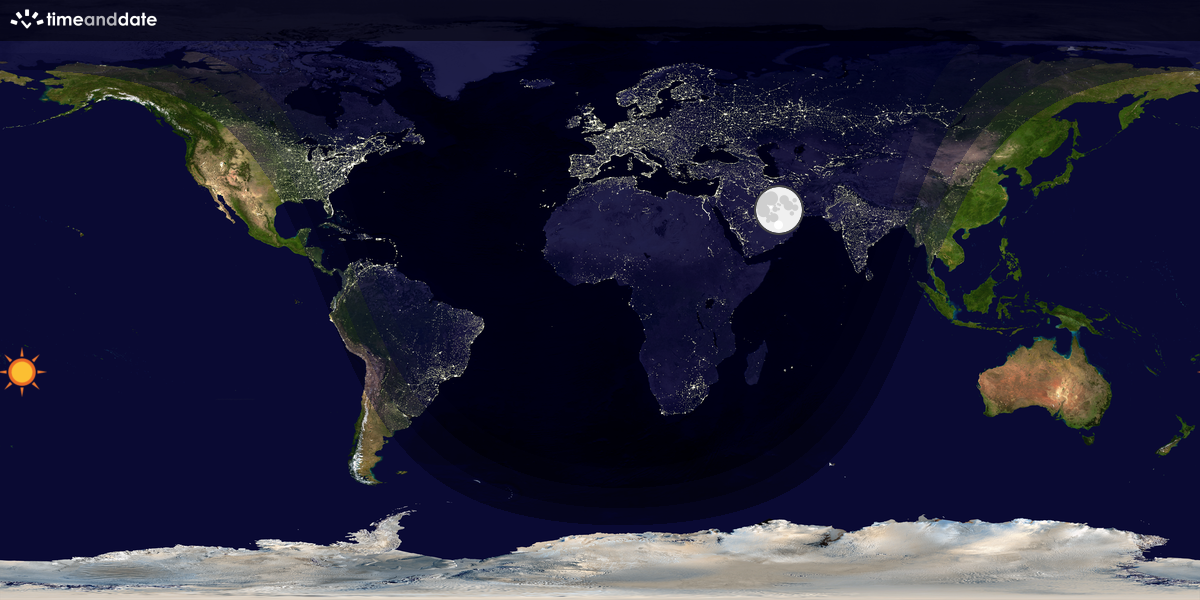 Verdenskart som viser dag og natt 