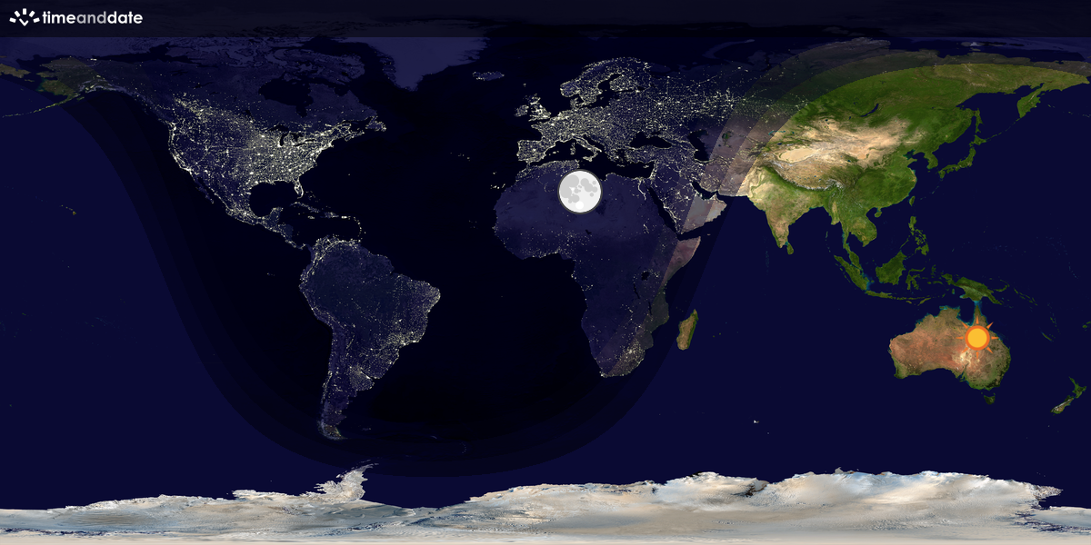 Verdenskart som viser dag og natt 