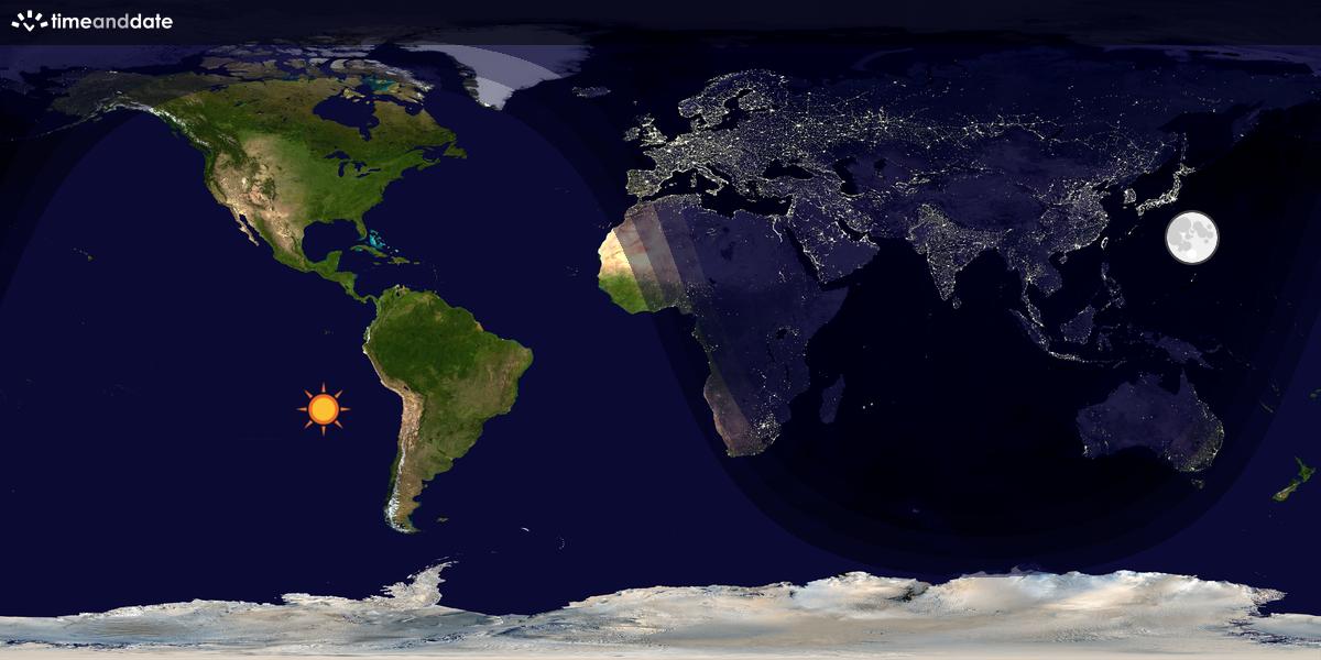 Verdenskart som viser dag og natt 