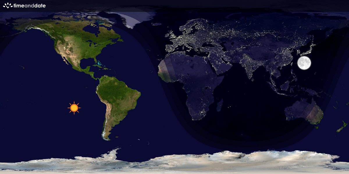 Verdenskart som viser dag og natt 