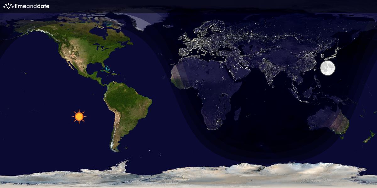 Verdenskart som viser dag og natt 