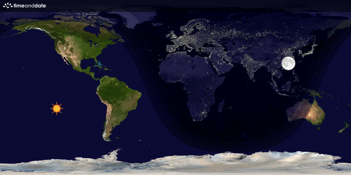 Verdenskart som viser dag og natt 