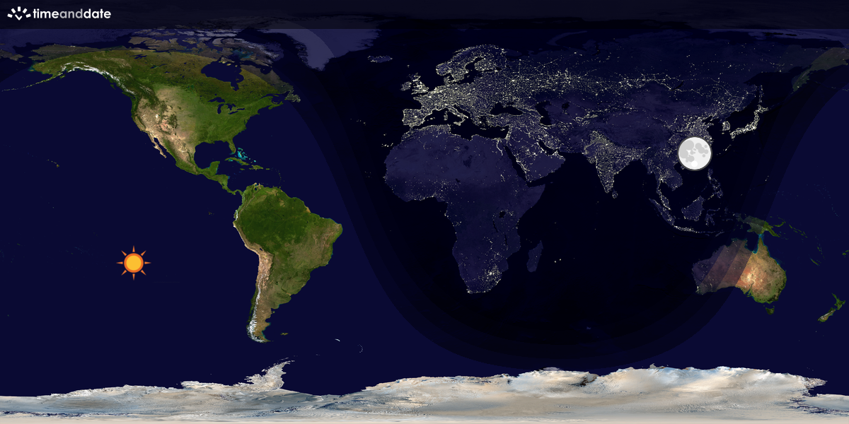 Verdenskart som viser dag og natt 